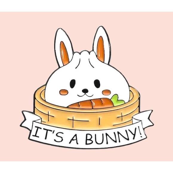 NEW It's A Bunny Dim Sum Dumpling Kawaii Cute Enamel Pin - Picture 1 of 1